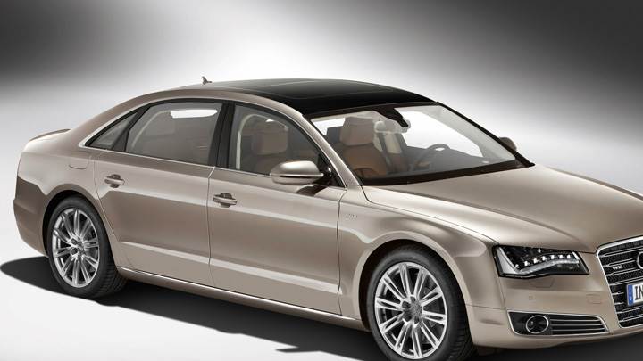 2011 Audi A8 L W12 Quattro Side Front Pose In Golden